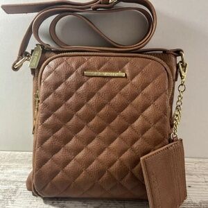 Steve Madden Brown Quilted Crossbody Purse